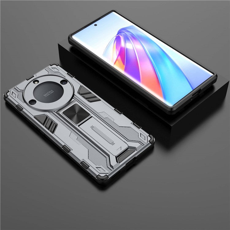 For Honor X40 5G Kickstand Protective Phone Case Drop-proof Hard PC Soft TPU Hybrid Cover - Grey