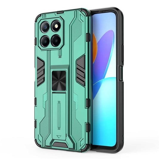 For Honor X8 5G Kickstand Phone Case Anti-drop Hard PC Soft TPU Shockproof Cover - Green