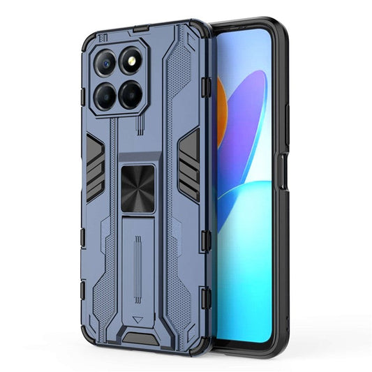 For Honor X8 5G Kickstand Phone Case Anti-drop Hard PC Soft TPU Shockproof Cover - Blue
