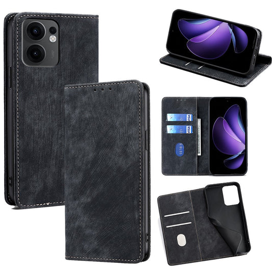 For Oppo Reno13 F 5G  /  4G Case RFID Blocking Wallet Leather Phone Cover - Black