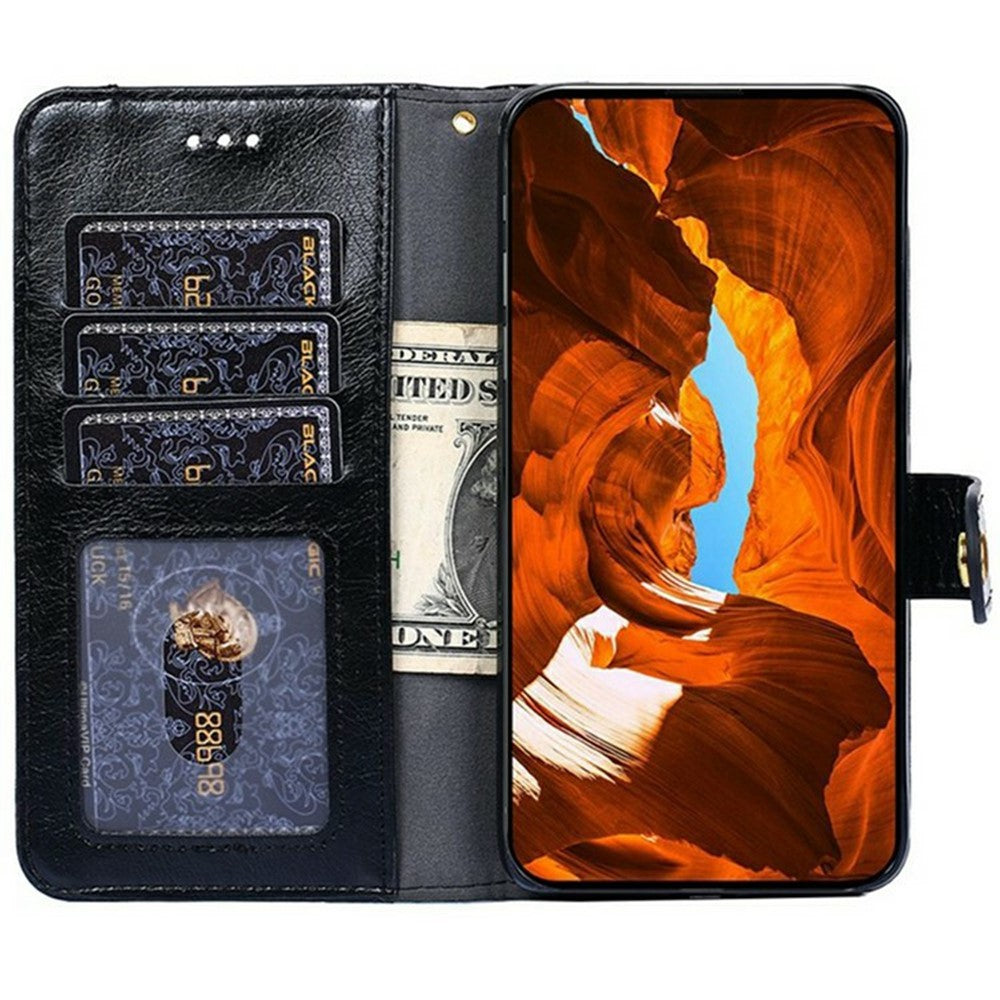 For Oppo Reno13 F 5G  /  4G Case Zipper Pocket PU Leather Wallet Flip Phone Cover - Black