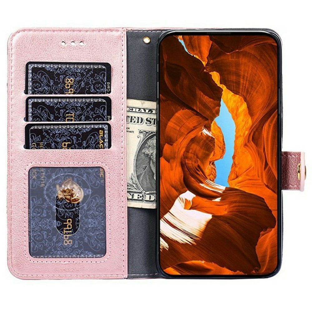 For Oppo Reno13 F 5G  /  4G Case Zipper Pocket PU Leather Wallet Flip Phone Cover - Rose Gold