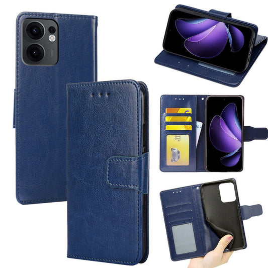 For Oppo Reno13 F 5G  /  4G Case Wallet PU Leather + TPU Folding Stand Phone Cover - Sapphire