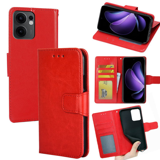 For Oppo Reno13 F 5G  /  4G Case Wallet PU Leather + TPU Folding Stand Phone Cover - Red