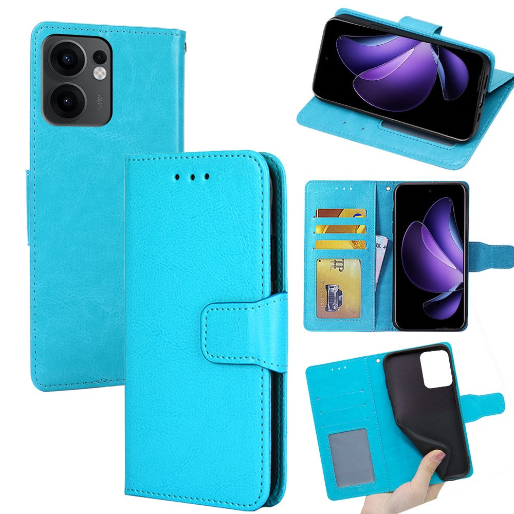 For Oppo Reno13 F 5G  /  4G Case Wallet PU Leather + TPU Folding Stand Phone Cover - Baby Blue