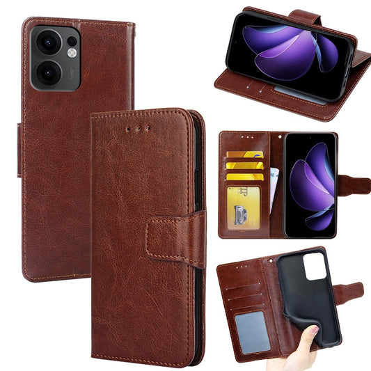 For Oppo Reno13 F 5G  /  4G Case Wallet PU Leather + TPU Folding Stand Phone Cover - Brown