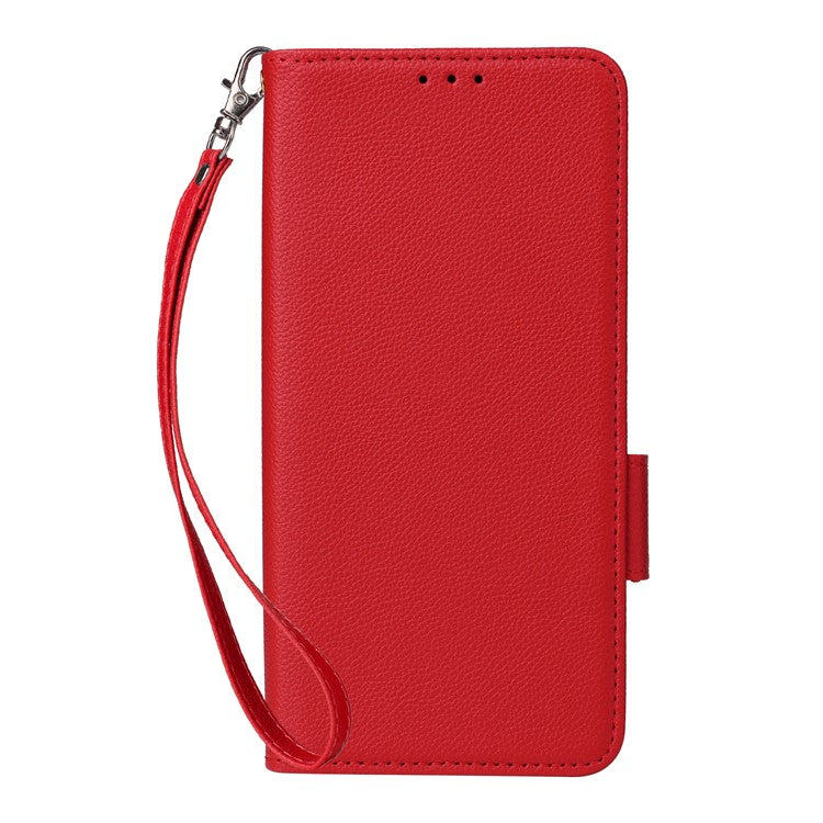 For Samsung Galaxy M16 5G  /  F16 5G Case with Wrist Strap Litchi Texture PU Leather Wallet Phone Cover - Red