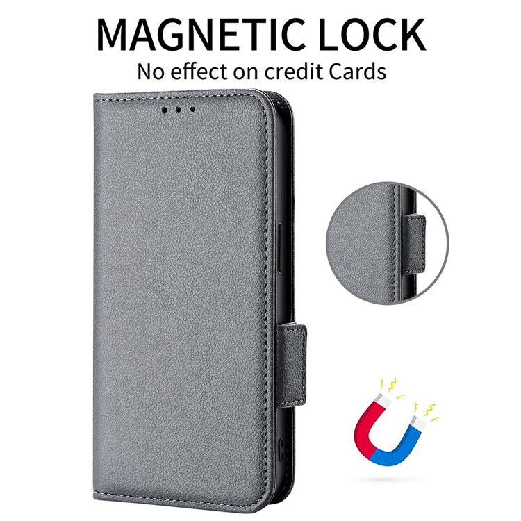 For Samsung Galaxy M16 5G  /  F16 5G Case with Wrist Strap Litchi Texture PU Leather Wallet Phone Cover - Grey