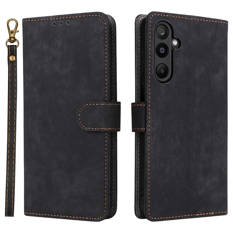 For Samsung Galaxy M16 5G  /  F16 5G Case Wallet RFID Blocking PU Leather Cover Stand with Strap - Black