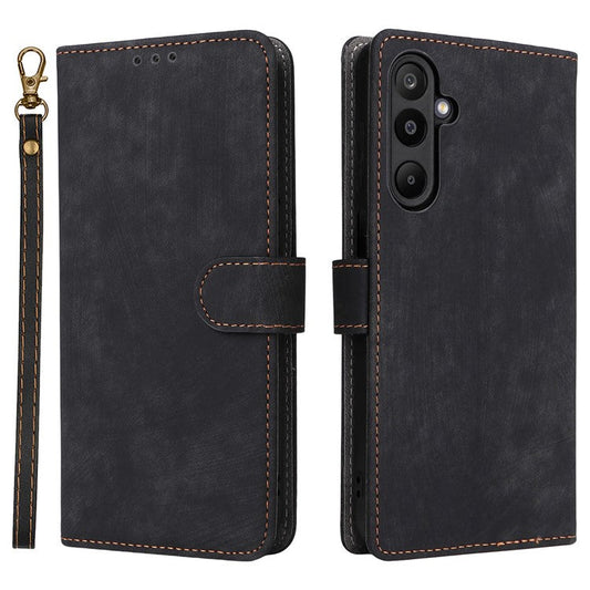 For Samsung Galaxy M16 5G  /  F16 5G Case Wallet RFID Blocking PU Leather Cover Stand with Strap - Black