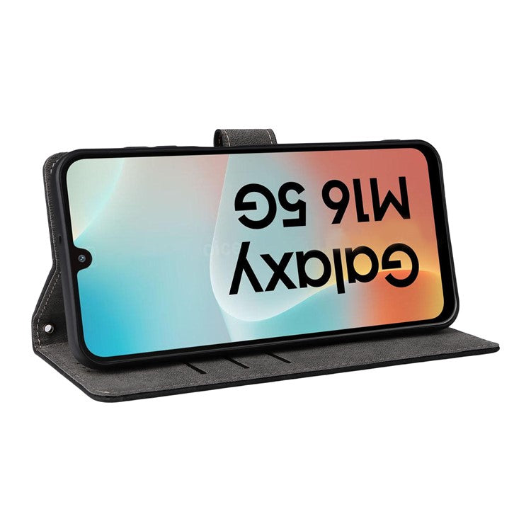 For Samsung Galaxy M16 5G  /  F16 5G Case Wallet RFID Blocking PU Leather Cover Stand with Strap - Black