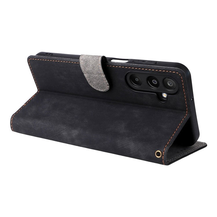 For Samsung Galaxy M16 5G  /  F16 5G Case Wallet RFID Blocking PU Leather Cover Stand with Strap - Black