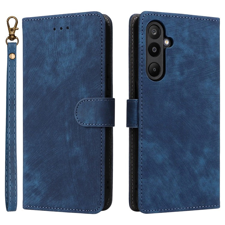 For Samsung Galaxy M16 5G  /  F16 5G Case Wallet RFID Blocking PU Leather Cover Stand with Strap - Blue