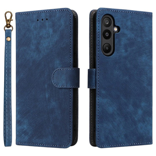 For Samsung Galaxy M16 5G  /  F16 5G Case Wallet RFID Blocking PU Leather Cover Stand with Strap - Blue