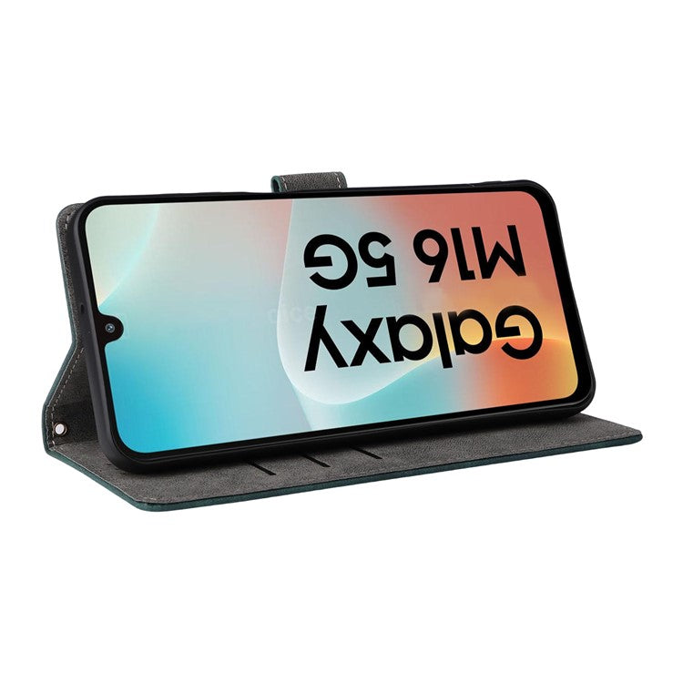 For Samsung Galaxy M16 5G  /  F16 5G Case Wallet RFID Blocking PU Leather Cover Stand with Strap - Green