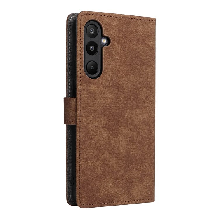 For Samsung Galaxy M16 5G  /  F16 5G Case Wallet RFID Blocking PU Leather Cover Stand with Strap - Brown