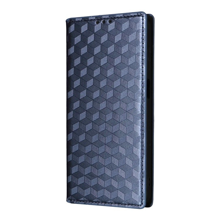 For Samsung Galaxy M16 5G  /  F16 5G Case Wallet Rhombus Imprinted Leather Phone Cover - Blue