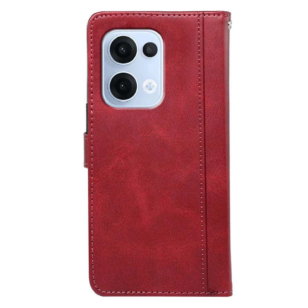 For Oppo Reno13 5G (Global) Case Calf Texture Leather Stand Book Style Phone Cover - Red