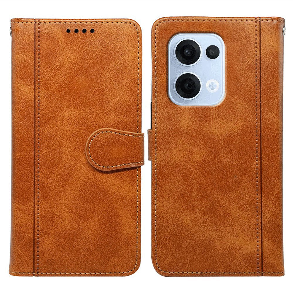 For Oppo Reno13 5G (Global) Case Calf Texture Leather Stand Book Style Phone Cover - Yellow