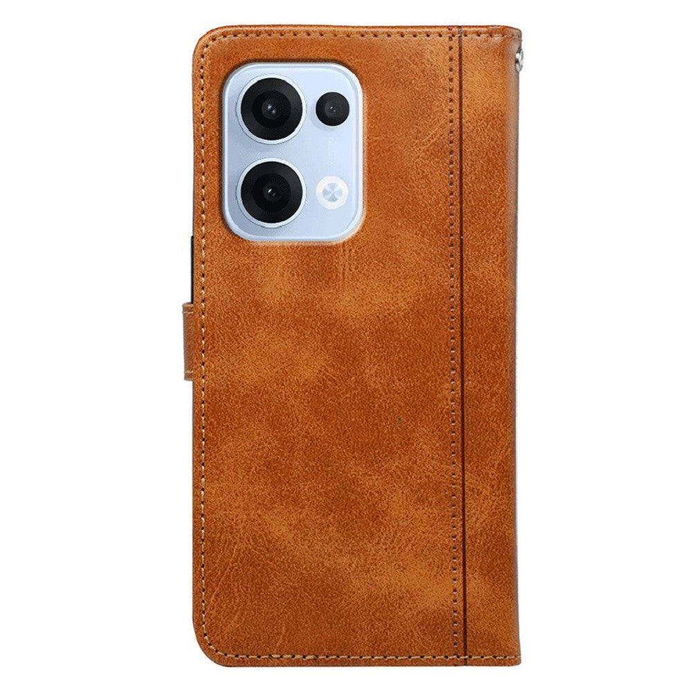 For Oppo Reno13 5G (Global) Case Calf Texture Leather Stand Book Style Phone Cover - Yellow