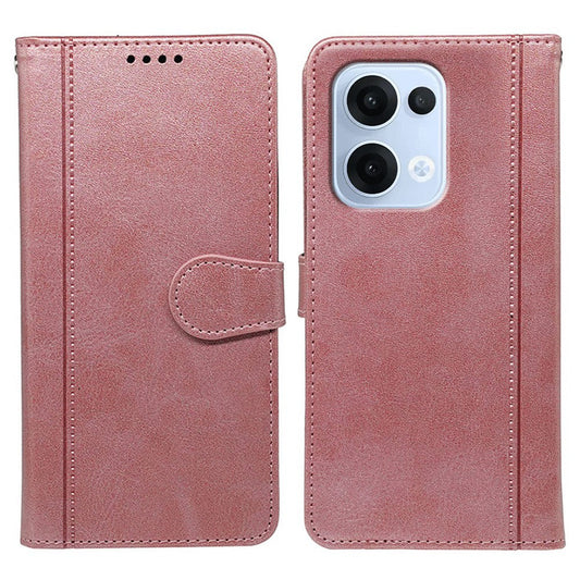 For Oppo Reno13 5G (Global) Case Calf Texture Leather Stand Book Style Phone Cover - Rose Gold