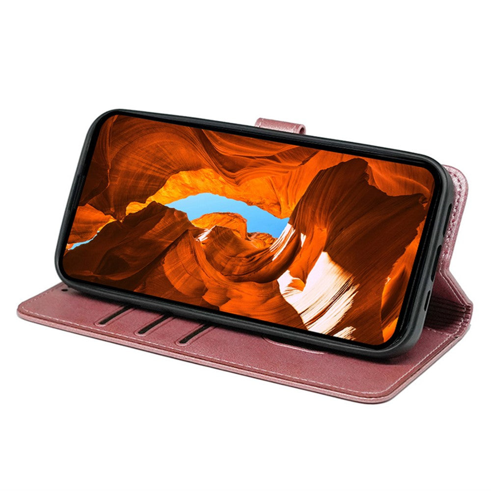 For Oppo Reno13 5G (Global) Case Calf Texture Leather Stand Book Style Phone Cover - Rose Gold