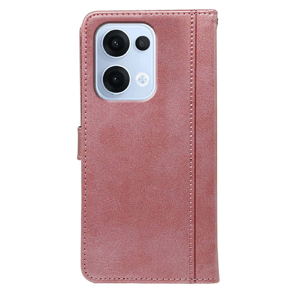 For Oppo Reno13 5G (Global) Case Calf Texture Leather Stand Book Style Phone Cover - Rose Gold