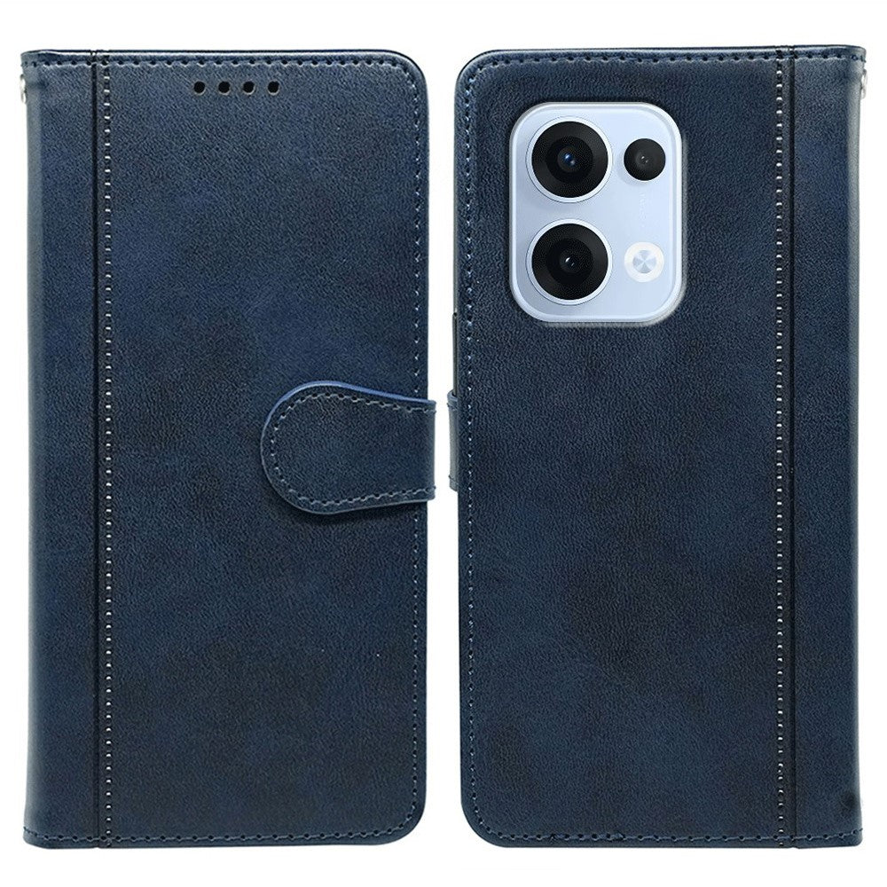 For Oppo Reno13 5G (Global) Case Calf Texture Leather Stand Book Style Phone Cover - Blue