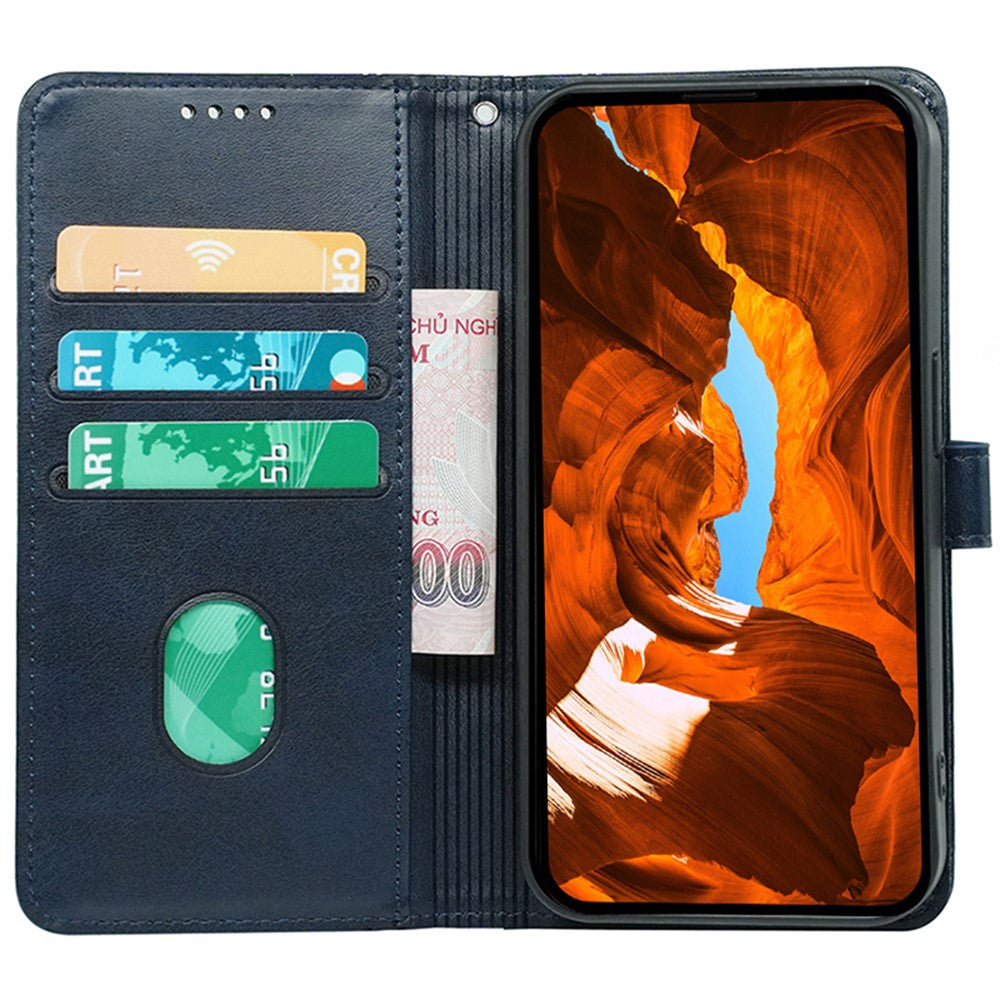 For Oppo Reno13 5G (Global) Case Calf Texture Leather Stand Book Style Phone Cover - Blue