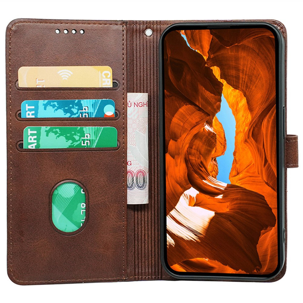 For Oppo Reno13 5G (Global) Case Calf Texture Leather Stand Book Style Phone Cover - Brown