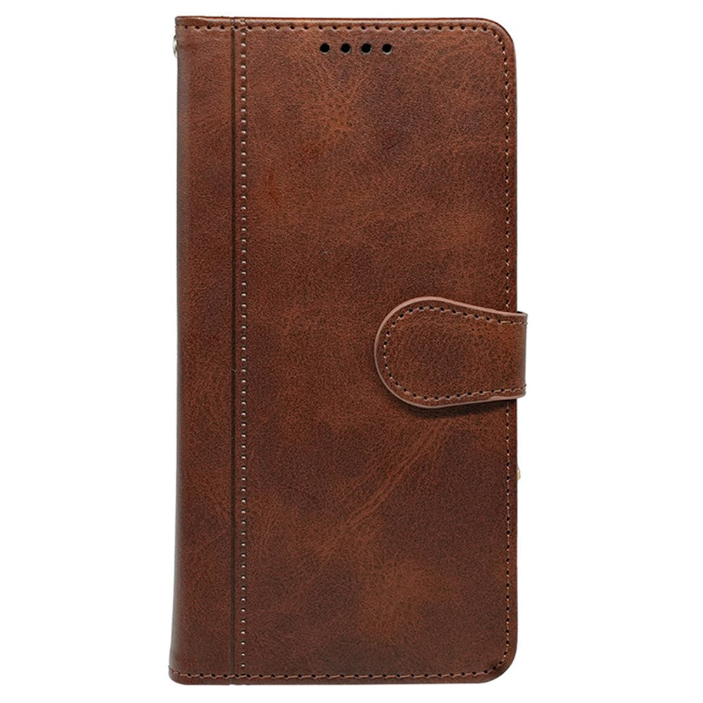 For Oppo Reno13 5G (Global) Case Calf Texture Leather Stand Book Style Phone Cover - Brown