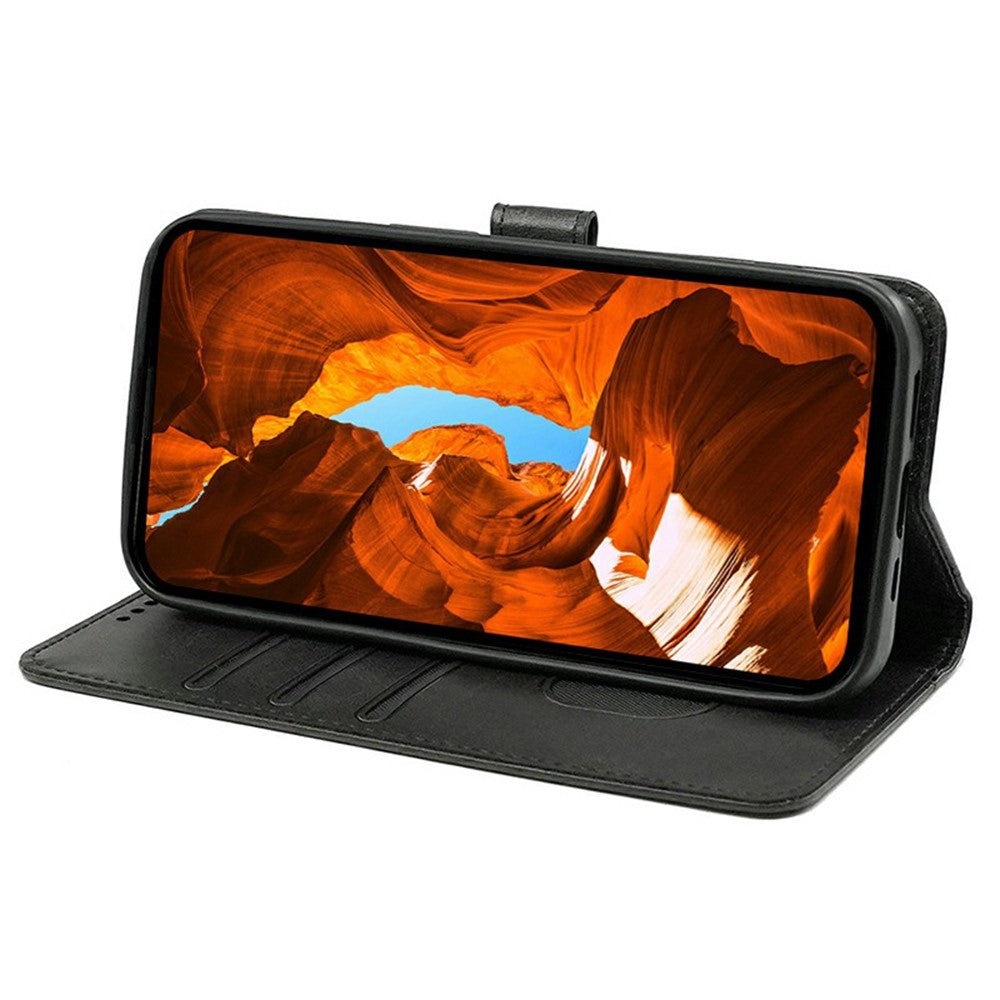 For Oppo Reno13 Pro 5G Case Calf Texture Leather Stand Book Style Phone Cover - Black