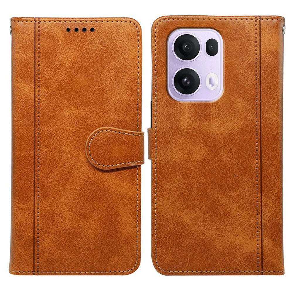 For Oppo Reno13 Pro 5G Case Calf Texture Leather Stand Book Style Phone Cover - Yellow