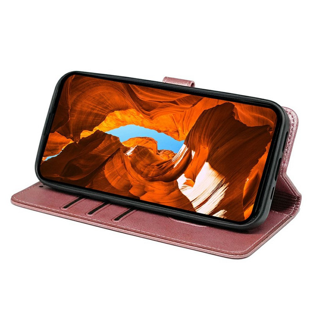 For Oppo Reno13 Pro 5G Case Calf Texture Leather Stand Book Style Phone Cover - Rose Gold