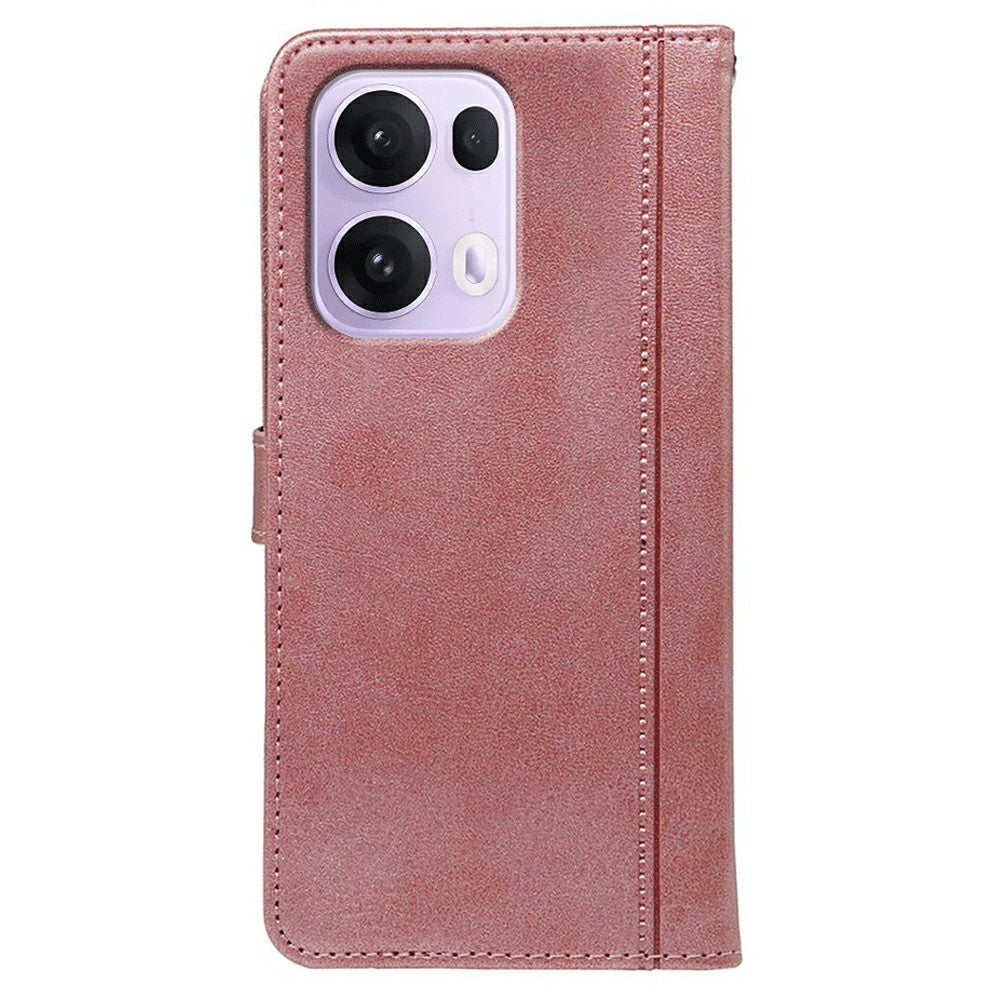 For Oppo Reno13 Pro 5G Case Calf Texture Leather Stand Book Style Phone Cover - Rose Gold