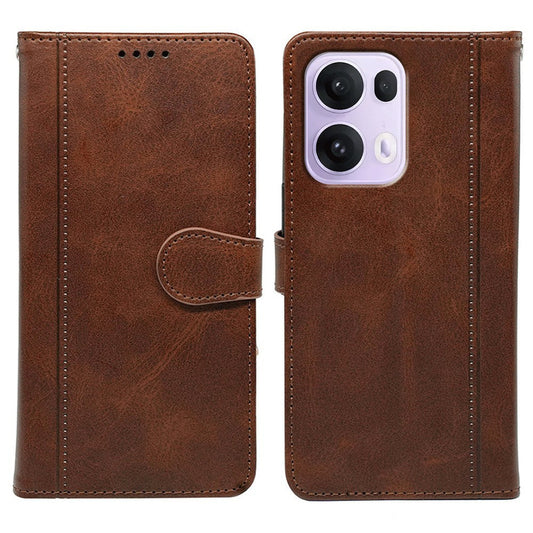 For Oppo Reno13 Pro 5G Case Calf Texture Leather Stand Book Style Phone Cover - Brown