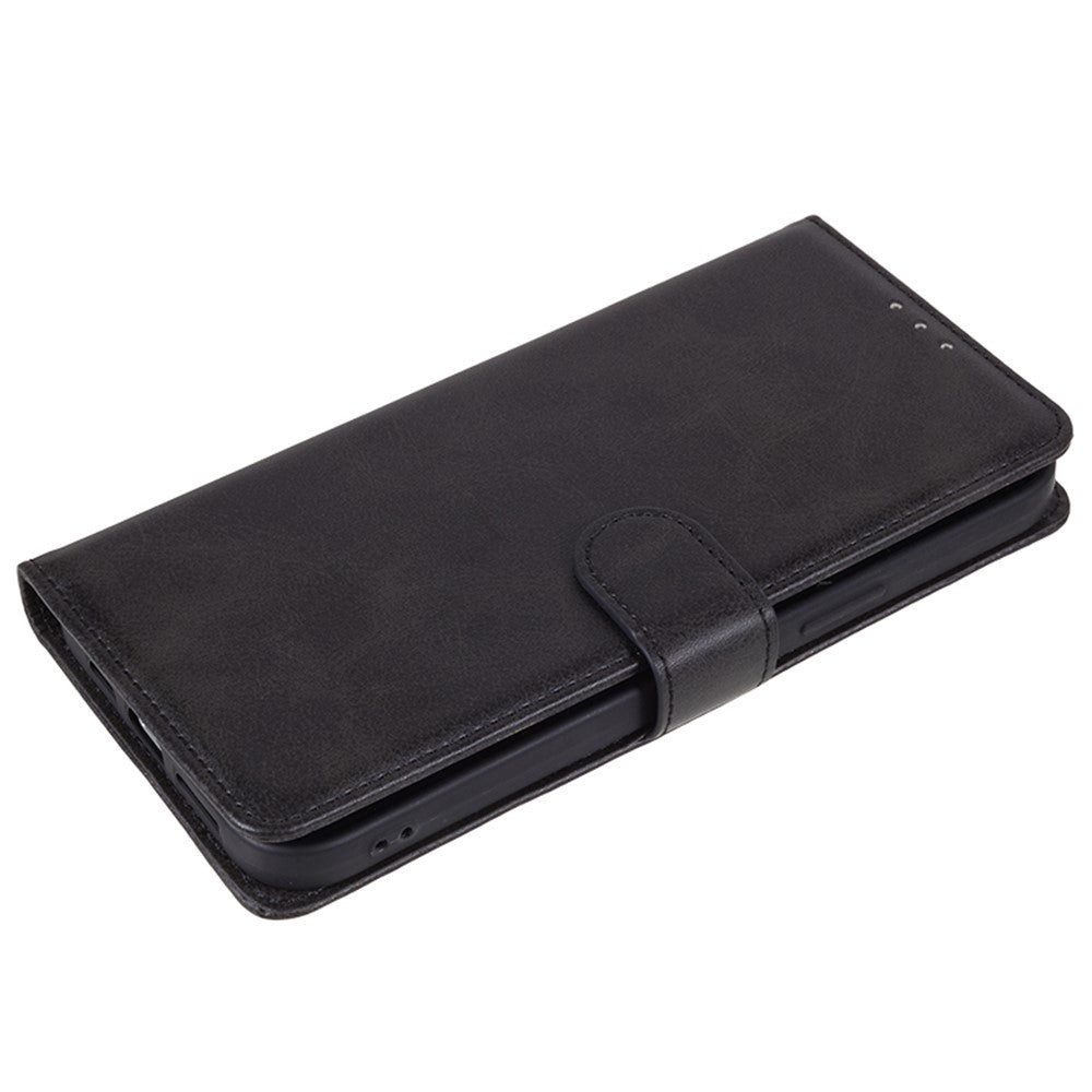 For Oppo Reno13 5G (Global) Case PU Leather Wallet Protective Phone Cover Calf Texture - Black