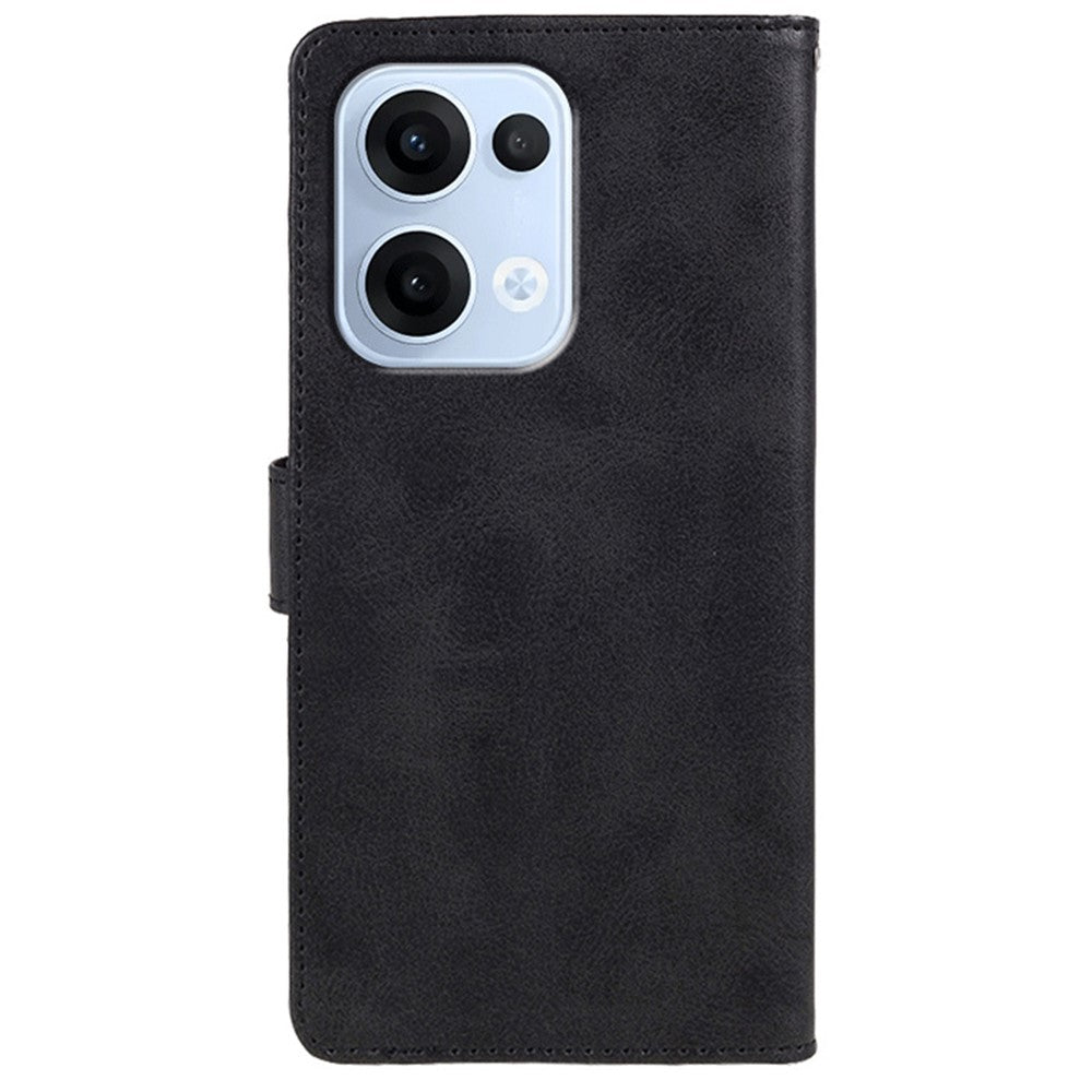 For Oppo Reno13 5G (Global) Case PU Leather Wallet Protective Phone Cover Calf Texture - Black