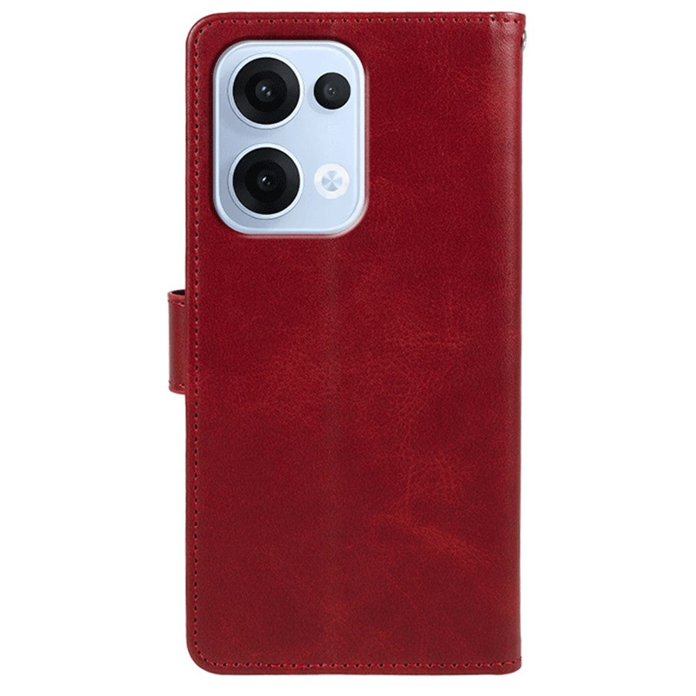 For Oppo Reno13 5G (Global) Case PU Leather Wallet Protective Phone Cover Calf Texture - Red