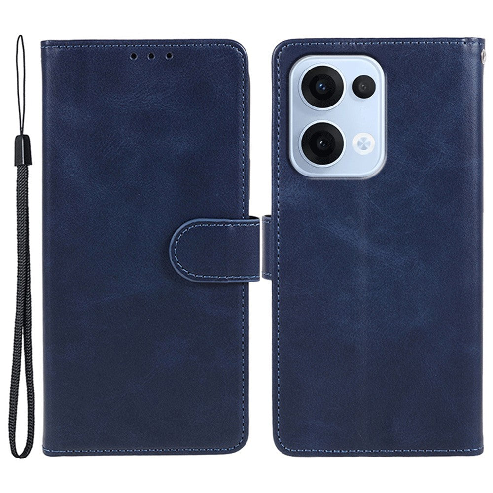 For Oppo Reno13 5G (Global) Case PU Leather Wallet Protective Phone Cover Calf Texture - Blue