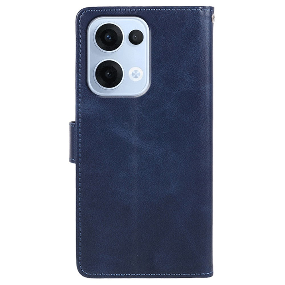 For Oppo Reno13 5G (Global) Case PU Leather Wallet Protective Phone Cover Calf Texture - Blue