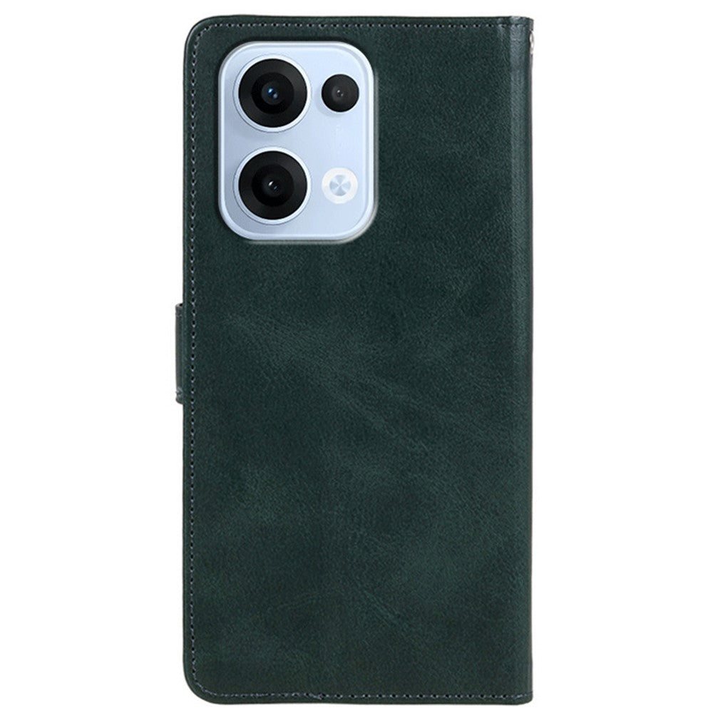 For Oppo Reno13 5G (Global) Case PU Leather Wallet Protective Phone Cover Calf Texture - Midnight Green