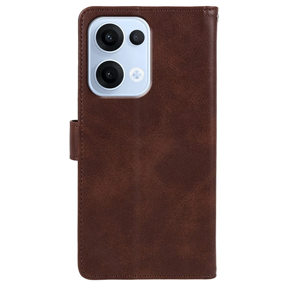 For Oppo Reno13 5G (Global) Case PU Leather Wallet Protective Phone Cover Calf Texture - Brown