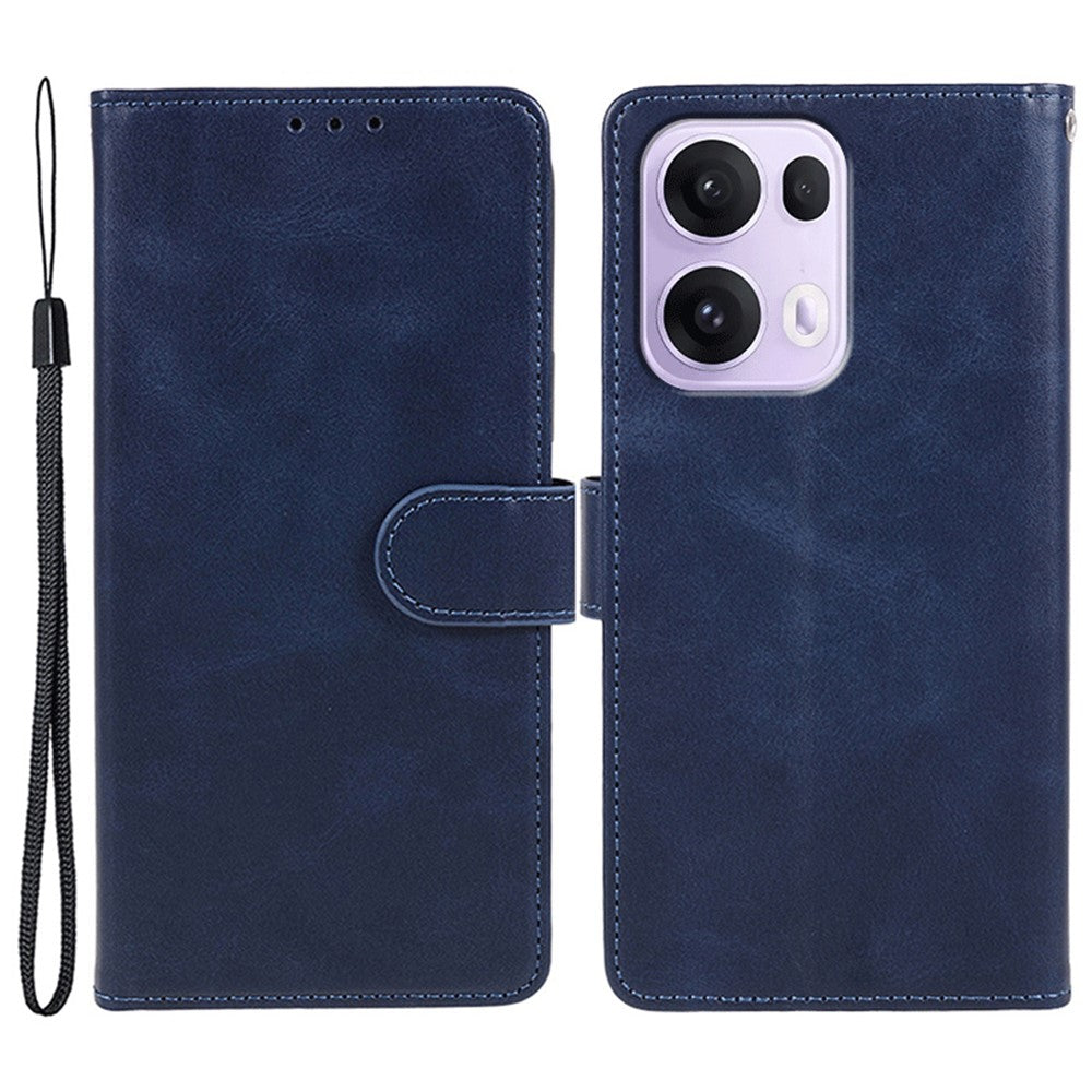 For Oppo Reno13 Pro 5G Case PU Leather Wallet Protective Phone Cover Calf Texture - Blue