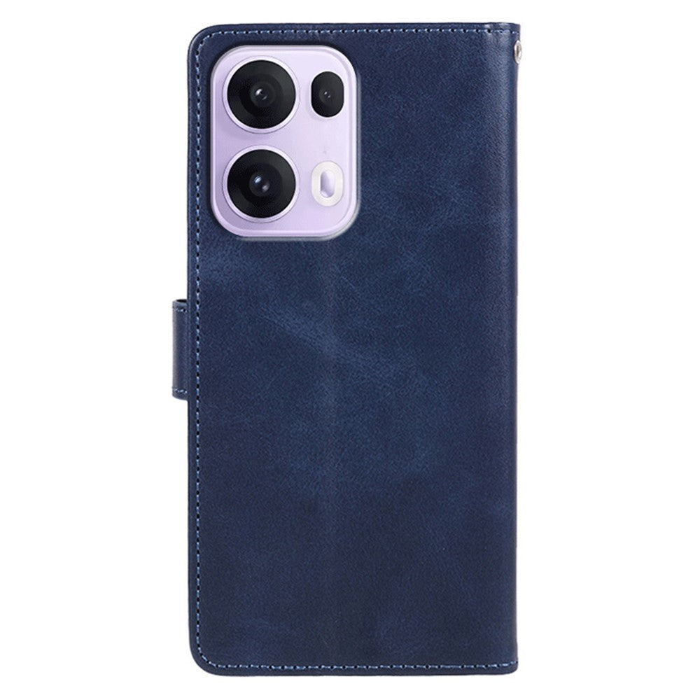 For Oppo Reno13 Pro 5G Case PU Leather Wallet Protective Phone Cover Calf Texture - Blue