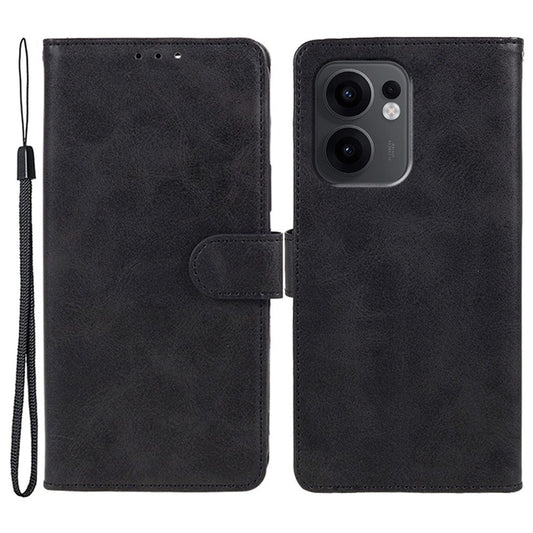 For Oppo Reno13 F 4G / 5G Case PU Leather Wallet Protective Phone Cover Calf Texture - Black