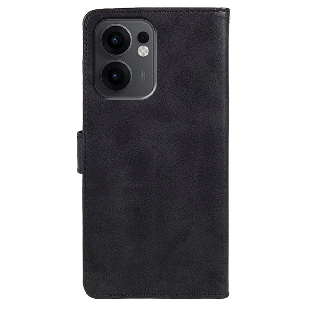 For Oppo Reno13 F 4G / 5G Case PU Leather Wallet Protective Phone Cover Calf Texture - Black