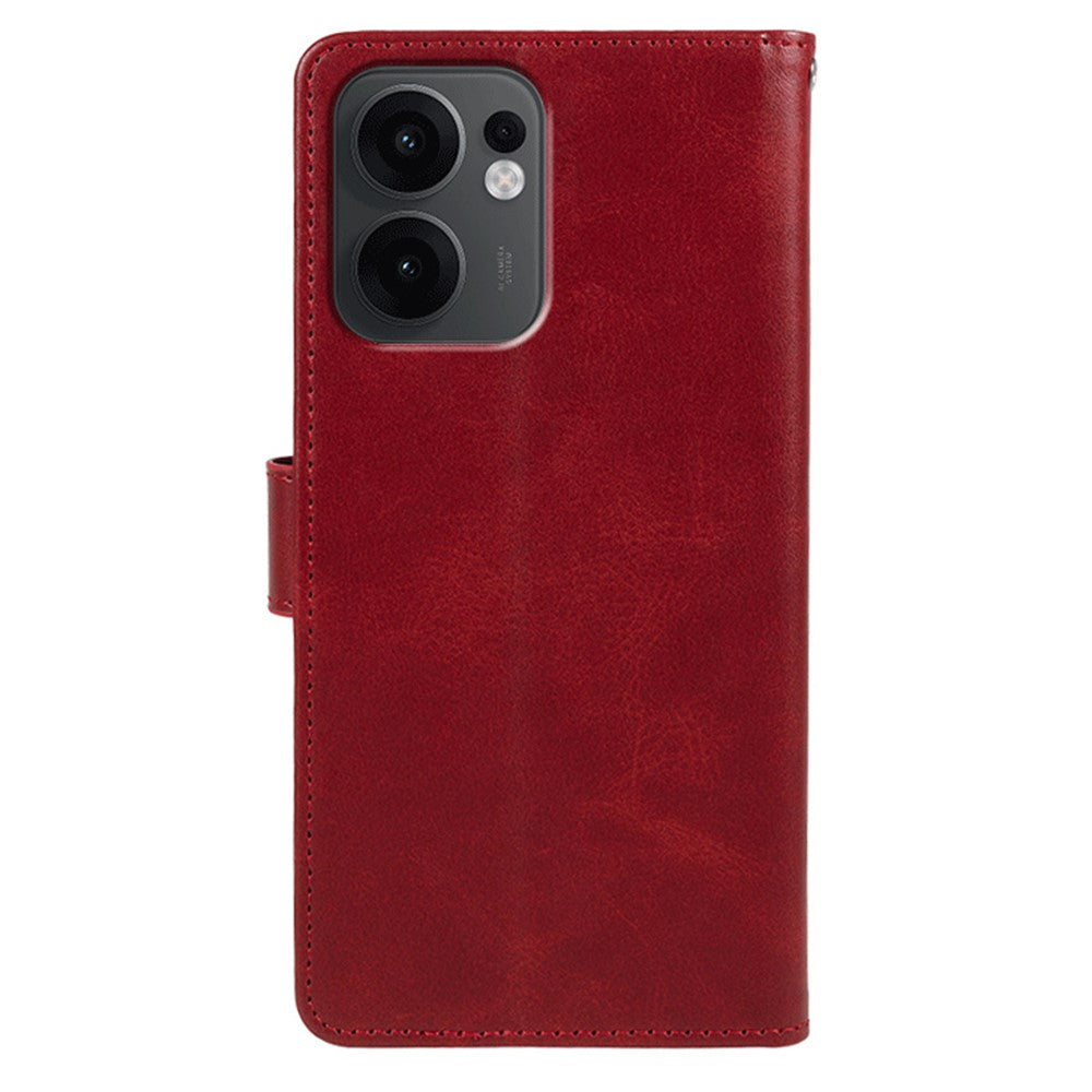 For Oppo Reno13 F 4G / 5G Case PU Leather Wallet Protective Phone Cover Calf Texture - Red