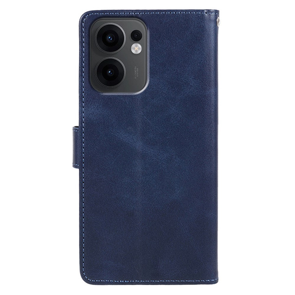 For Oppo Reno13 F 4G / 5G Case PU Leather Wallet Protective Phone Cover Calf Texture - Blue