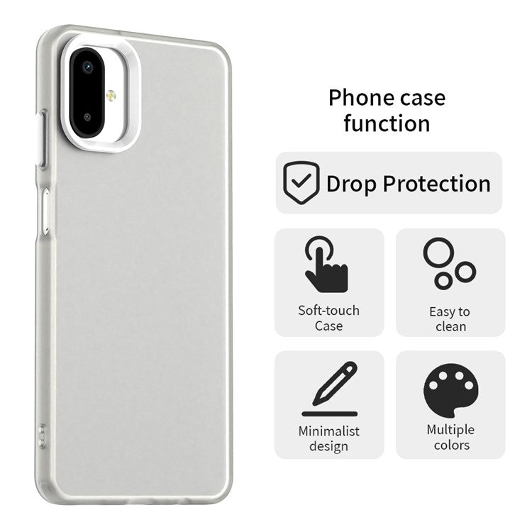 For Samsung Galaxy F06 5G  /  M06 5G Case PC + TPU + PET Matte Anti-Drop Phone Back Cover - White